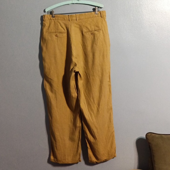 Maltos tan linen & rayon vintage dress slacks 34W - Picture 10 of 17
